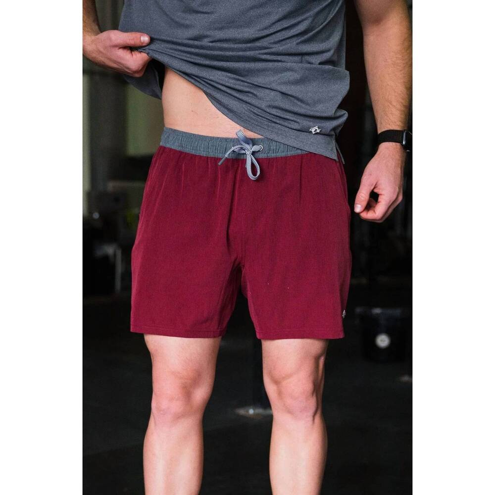 NEW BURLEBO acitve athletic shorts in maroon - white camo liner